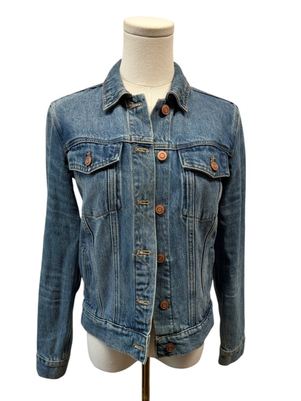 Like New Quince 100% Organic Cotton Denim Jacket Indigo Blue XS